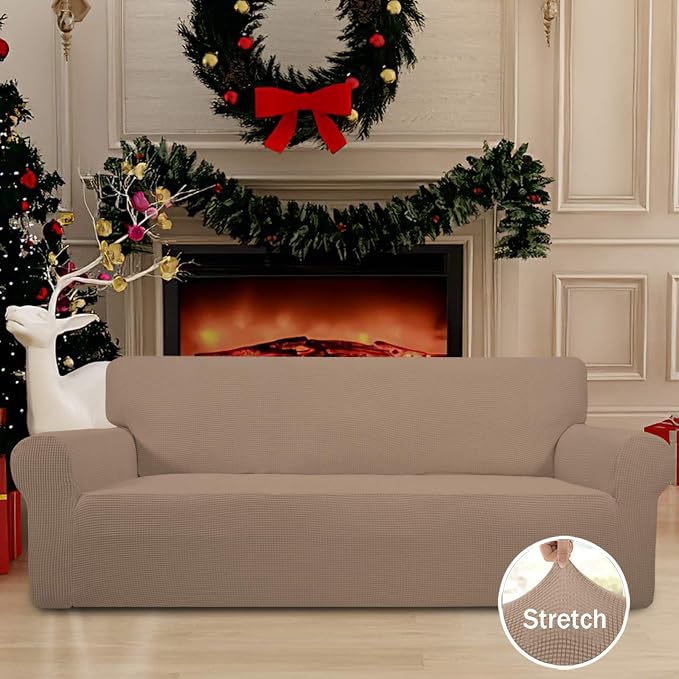 Easy-Going Stretch Oversized Sofa Couch Slipcover Washable Camel | 1-Piece Extra large Sofa Cover Furniture Protector Couch Soft with Bottom for Kids, Polyester Spandex Jacquard - Image 2