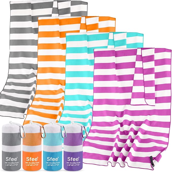 Sfee 2 in 1 Microfiber Beach Towel, Quick Dry Towel Camping Travel Towel Super Absorbent Compact Lightweight Sports Towel Gym Towels Set for Beach, Gym, Hiking, Pool, Backpacking, Bath, Yoga by Sfee