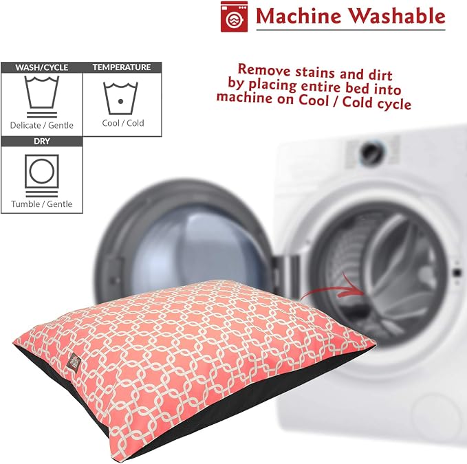 Majestic Pet Large Rectangle Dog Bed Washable Non Slip Comfy Bed - 46 x 35 Inch, Links Coral - Image 5