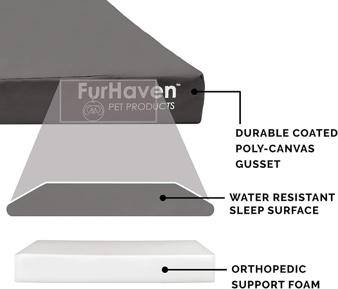 Furhaven Water-Resistant Orthopedic Dog Bed for Large Dogs w/ Removable Washable Cover, For Dogs Up to 125 lbs - Indoor/Outdoor Logo Print Oxford Polycanvas Mattress - Stone Gray, Jumbo Plus/XXL - Image 4