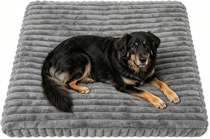 Dog Beds for Large Dogs, Orthopedic High Density Egg Crate Foam Pet Bed with Waterproof Liner, Washable Ribbed Plush Dog Crate Pad with Durable Edges, XL (35.4"x27.5"), Gray by Unknown