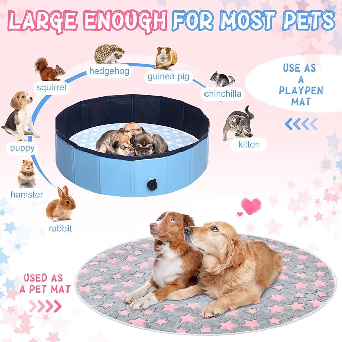 Hahafelt 4 Pcs Round Whelping Pee Pads Washable for Dogs Waterproof Pet Training Mats Reusable Puppy Whelping Pads Non Slip Cat Dog Bed Mat for Crate Kennel(Large Star,55 Inches) - Image 5