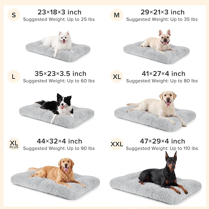 JOEJOY Dog Bed Crate Pad, Deluxe Plush Washable Dog Beds Fulffy Soft Kennel Pad Anti-Slip Pet Sleeping Mat for Small Dogs, 23" x 18", Grey - Image 6