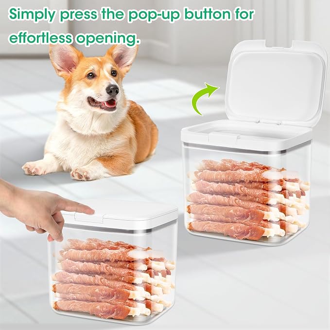 TBMax Large Dog Treat Container Bins 4.75 Qt with One-Press Flip-up Lid, Airtight Pet Dog Cat Treat Jar for Countertop, Pet Biscuit Canister Cookie Holder - Image 2