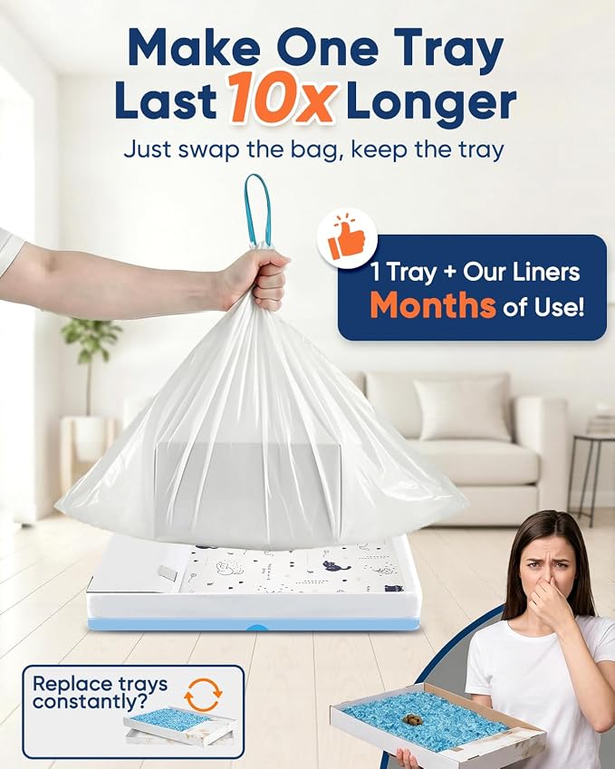 24 Pack Litter Box Liners Compatible with Safe Pets Scoopfree, 37"x16" | Cat Litter Box Tray Refill, Large Cat Waste Poop Bags, Anti-scratch Cardboard, Drawstring, Heavy Tear-resistant - Image 8