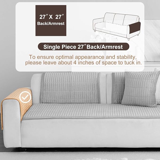 Velvet Washable Dog Couch Cover, Non-Slip Waterproof Pet Sofa Protector for Cushion Sectional, L-Shaped Sofa & Loveseat, Machine Washable(1PC/27.6"x27.6",Khaki) - Image 2
