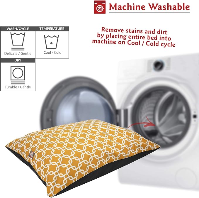Majestic Pet Rectangle Large Dog Bed Washable – Non Slip Comfy Pet Bed – Dog Crate Bed Super Value Pillow Dog Bed – Dog Kennel Bed for Sleeping - Dog Bed Large Breed 46 x 35 Inch – Links Yellow - Image 5