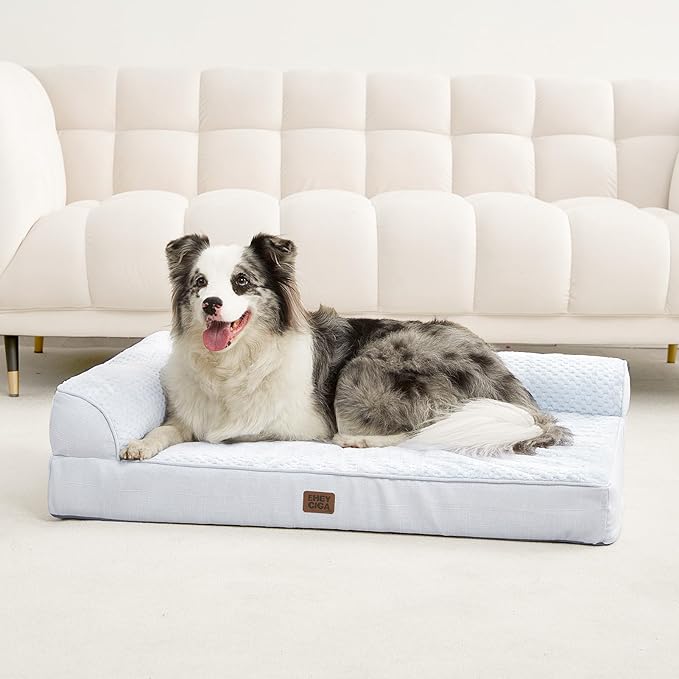 EHEYCIGA XL Dog Bed Memory Foam for Crate, Extra Large Dog Bed Orthopedic with Washable Removable Cover, Waterproof Pet Sofa Couch XLarge Size Dogs, 41x27x6.5, Washblue - Image 9