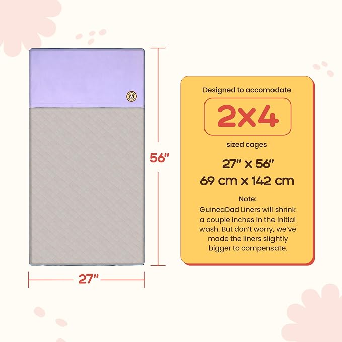 GuineaDad Original Reusable Cage Liner – Yellow Fleece Bedding with Burrowing Pocket – Extra Absorbent Core & Waterproof Bottom – Fits C&C 2x4 Guinea Pig Cages – Small Animal Supplies - Image 2
