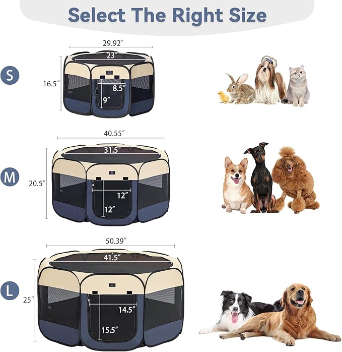 Portable Indoor Dog Playpen for Small Dogs & Puppies by A 4 Pet – 29.92" Pop-Up Soft Puppy Playpens with Bowl, Waterproof Floor, Calm Safe Space for Home, Travel & Daily Use