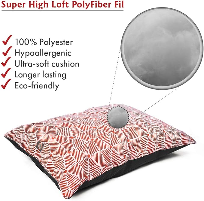 Majestic Pet Rectangle Dog Bed - Washable Super Value Pillow - Large Breed 46 x 35 Inch - Charlie Salmon - Image 3