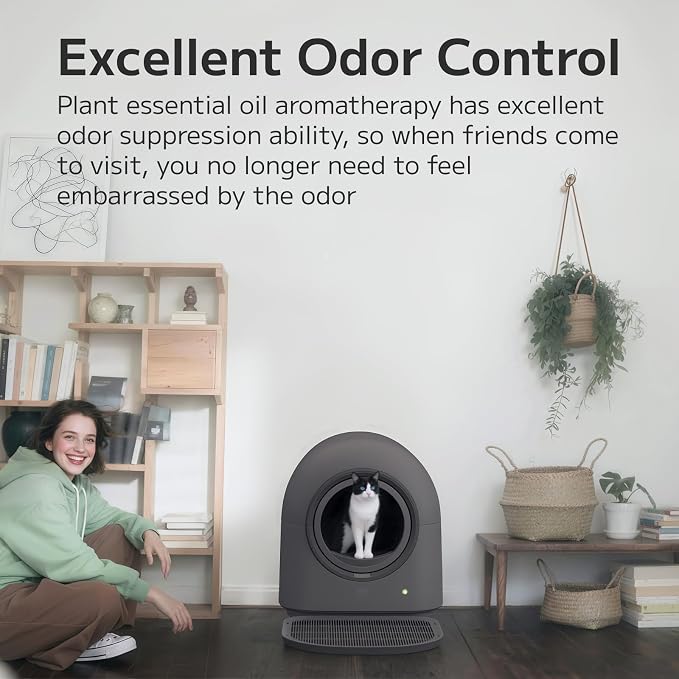 Self Cleaning Cat Litter Box Automatic HHOLOVE with 360 Safety Sensors, Odor Control, Real-Time Health & Weight Monitor, Ultra-Quiet, 60L Large Capacity for Multiple Cats, 2026 Ver. Midnight Grey - Image 4