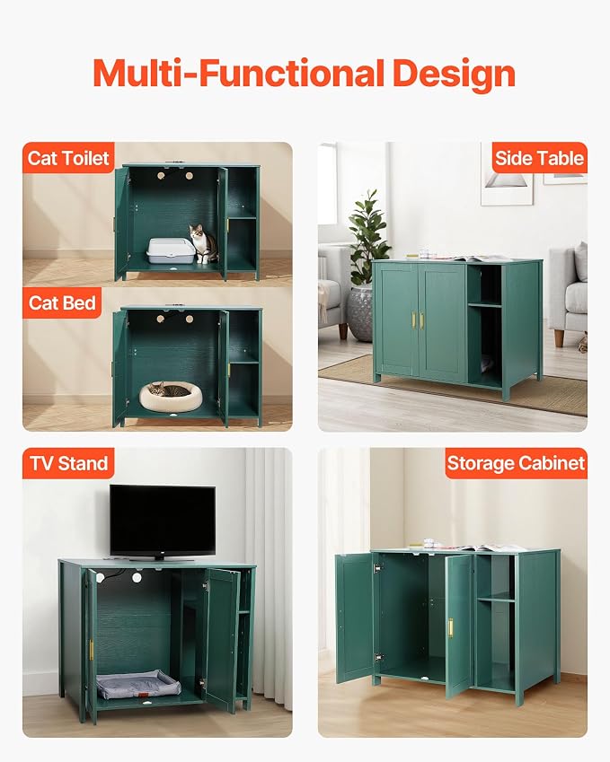 VEVOR Cat Enclosure, 41.3 in Self Cleaning Litter Box Cabinet, with Drawer & Detachable Divider, Automatic Litterbox Enclosure with Built-in Power Outlet, Fits Most Smart Litterboxes - Image 6