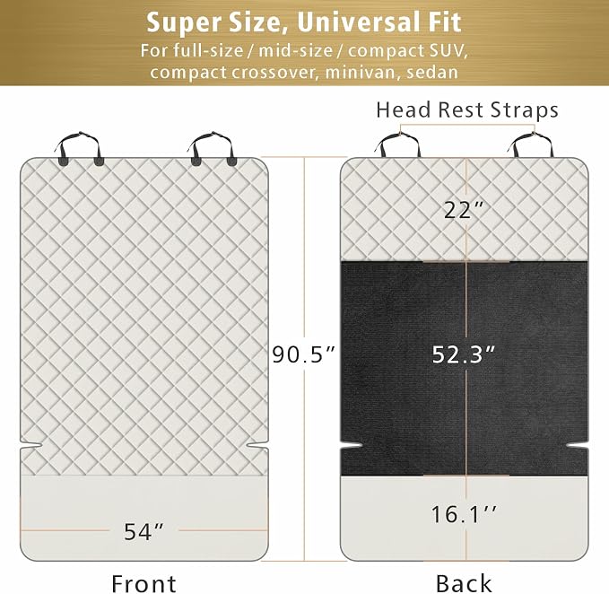 F-color SUV Cargo Liner for Dogs - Heavy Duty Cargo Cover for Mid-Size SUVs | Water Resistant, Bumper Flap, Non-Slip Mat, Car Trunk Dog Car Seat Cover Prevents Scratches Pet Hair Mud Dirt for Sedans Vans - Image 2