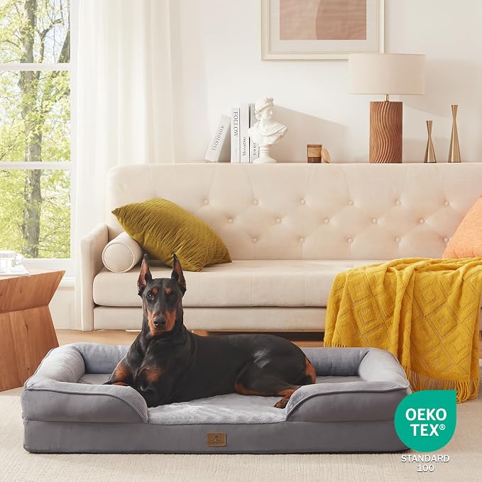 Bedfolks Orthopedic Dog Bed, Waterproof Dog Sofa Bed for Extra Large Dogs, Egg Foam Pet Couch Bed with Removable Washable Cover and Nonslip Bottom, Dark Grey - Image 8