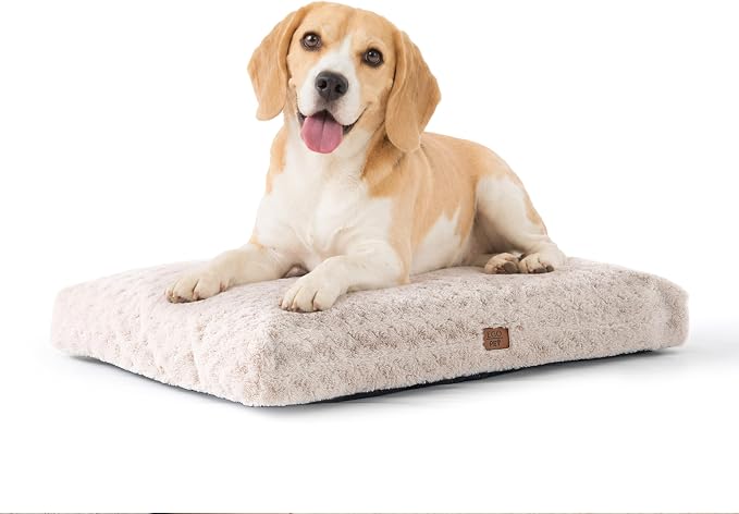 EGOHOME Dog Bed for Medium Dogs, Shredded Memory Foam, Washable, Non-Slip | Balanced Support Foam, CertiPUR-US, Removable Washable Cover, Rose Velvet, Dog Crate Bed & Kennel Pad, 29 x 21 Inch, Beige by Unknown
