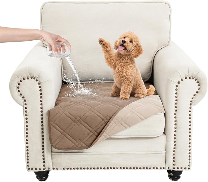 100% Waterproof Dog Bed Cover Pet Blanket(30"x30"),7-Layer Reversible Washable Sofa Couch for Furniture Car (Taupe+Apricote) by Unknown