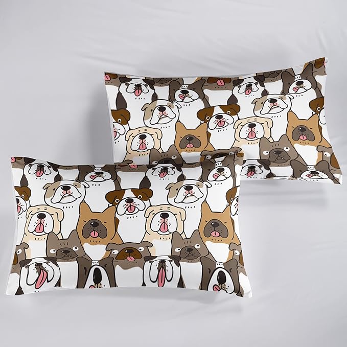 QOOMO Kawaii Dog Comforter Full Size,Dogs Comforter Set for Kids Teens Girls Boys,3Pcs Bedding Set Printed Comforter with 2 Pillowcases,Down Alternative,Soft and Lightweight，Full Size - Image 6