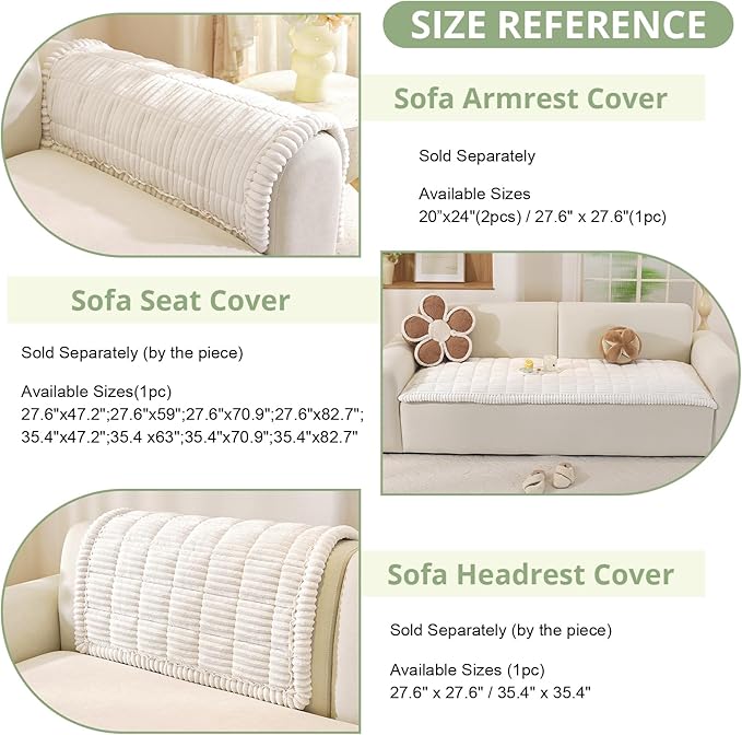 OstepDecor Couch Cover for Dogs, Washable Non Slip Sofa Cover for Pets, Soft Couch Covers for Sofa, Loveseat and Sectional, Furniture Protector Against Pet Hair & Scratches (20" x 24", White) - Image 3