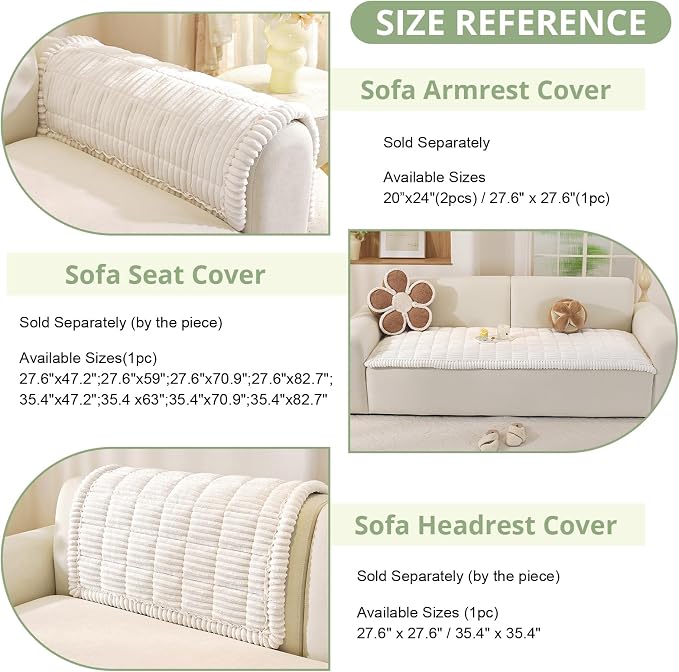 OstepDecor Couch Cover for Dogs, Washable Non Slip Sofa Cover for Pets, Soft Couch Covers for Sofa, Loveseat and Sectional, Furniture Protector Against Pet Hair & Scratches (27.6" x 70.9", White) - Image 3