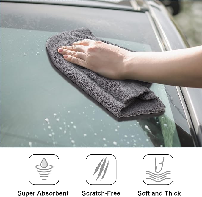 Shimeyao 30 Pcs 16 x 16 Inch Microfiber Towels for Cars, 500 GSM Edgeless Plush Car Detailing Towels, Lint Free Scratch Free Cleaning Cloths for Drying, Washing, Polishing, Waxing, Auto & Home (Gray) - Image 4