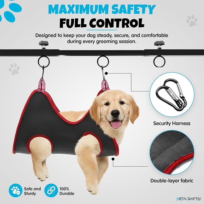 Dog Grooming Arm with Hammock – 42" Adjustable Dog Grooming Stand with Clamp for Table, Foldable Stainless Steel Grooming Arm with Dual Nooses, Ideal for Small and Large Dogs (Table Not Included) - Image 3