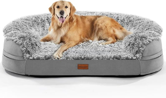Gimars 3.7 inch Thickened Orthopedic Dog Beds for Extra Large Dogs, Supportive Dog Sofa Bed with 28D Egg-Crate Foam, Removable Washable Plush Cover, Waterproof Lining for Puppy, Senior by Gimars