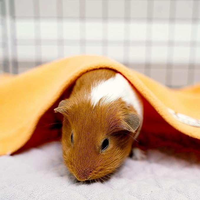 GuineaDad Original Reusable Cage Liner – Orange Fleece Bedding with Burrowing Pocket –Waterproof Bottom – Fits Midwest Guinea Pig Cage – Small Animal Supplies - Image 6