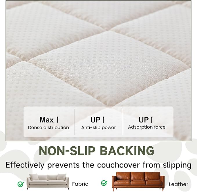 OTOB All Seasons Sofa Covers for 3 Cushion Couch Washable, Geometric Jacquard Fuzzy Non-Slip Pet Couch Cover, Kids Pet Friendly Soft Plush Sofa Slipcovers Dog Bed Mats (Dark Gray, 27.6" x 70.9") - Image 5