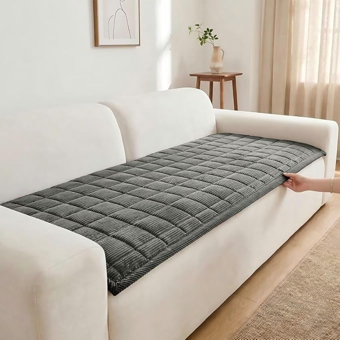 Couch Cover for Dogs Non-Slip Pet Couch Cover for Sofa Plush Protector | Non-Slip Backing, Machine Washable, Pet Friendly, Pet Hair & Scratch Protection, Sofa Cushion Protector(Darkgrey,27.6"×59.1") by WeavingComfortHome