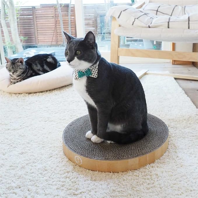 Necoichi Cat Scratcher Bowl Replacement for Indoor Cats - Cat Scratching Lounger with Reversible Usability and Extra Comfort for Lounge, Cardboard Bed Couch / (Regular, Oak) - Image 6