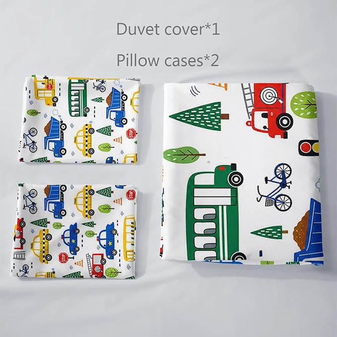 AILONEN Vehicle Street King Duvet Cover Set 3 Piece, Taxi Bicycle Printed Bedding with 2 Pillowcases, Microfiber Zipper Closure, Main Couple Bedroom - Image 5