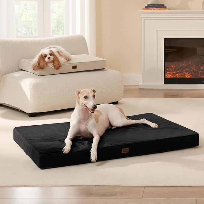 EHEYCIGA Washable Dog Crate Bed for Medium Dogs, 30x20Inch, Black | High Density Egg Crate Foam, Orthopedic Memory Foam, Removable Easy Clean Cover, Non-Slip Bottom, Fits Crate, Floor and Sofa - Image 9