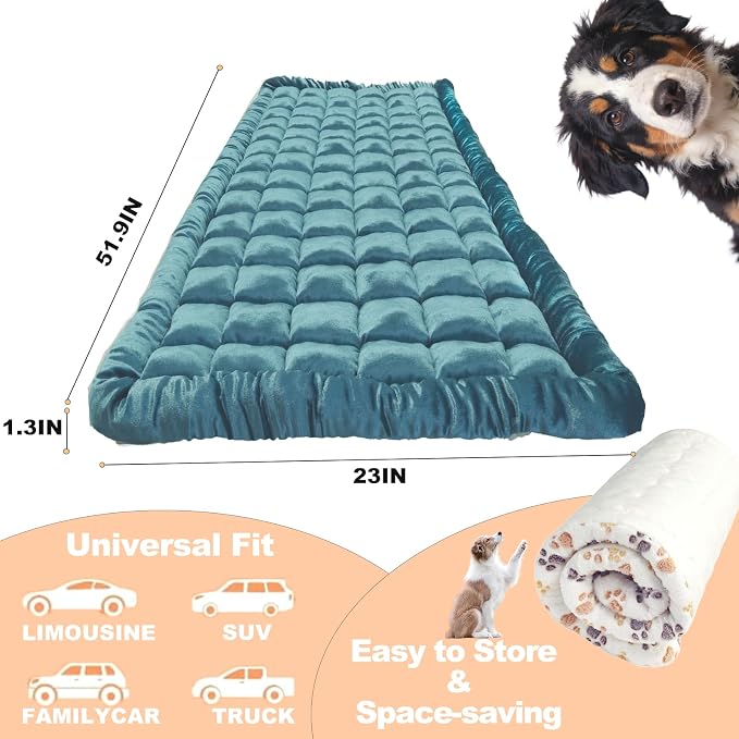 Dog Car Seat Cover for Back Seat, Blue Flannel Pet Bed Mat, Non-Slip Waterproof Bottom, Washable Dog Bed & Seat Protector for Cars SUVs Trucks, Fits Backseat Extenders, 59.1 x 23 Inches - Image 4
