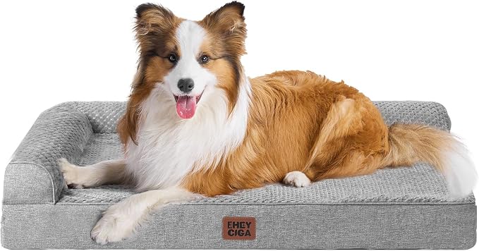 EHEYCIGA XL Dog Bed Memory Foam for Crate, Extra Large Dog Bed Orthopedic with Washable Removable Cover, Waterproof Pet Sofa Couch XLarge Size Dogs, 41x27x6.5, Grey by EHEYCIGA