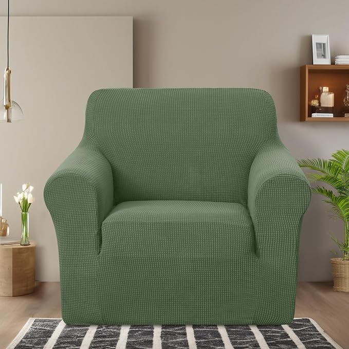 U-NICE HOME Stretch Couch Cover Slipcover for 3 Cushion Sofa, Loden Frost | 1-Piece Sofa cover, Washable, Pet friendly, Furniture protector, Polyester Spandex Jacquard fabric - Image 2