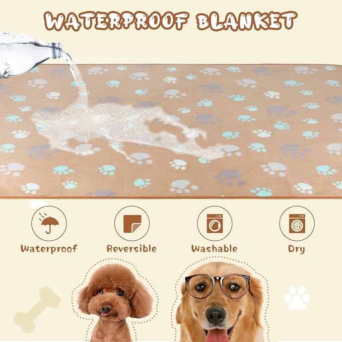 YUEPET 2 Pack Waterproof Dog Blankets, Puppy Blankets for Small Dogs & Cats | Waterproof Inner Layer, Bed Couch Sofa Protector, Soft Reversible Fleece, 30x20", Machine Washable, Gray Coffee - Image 4