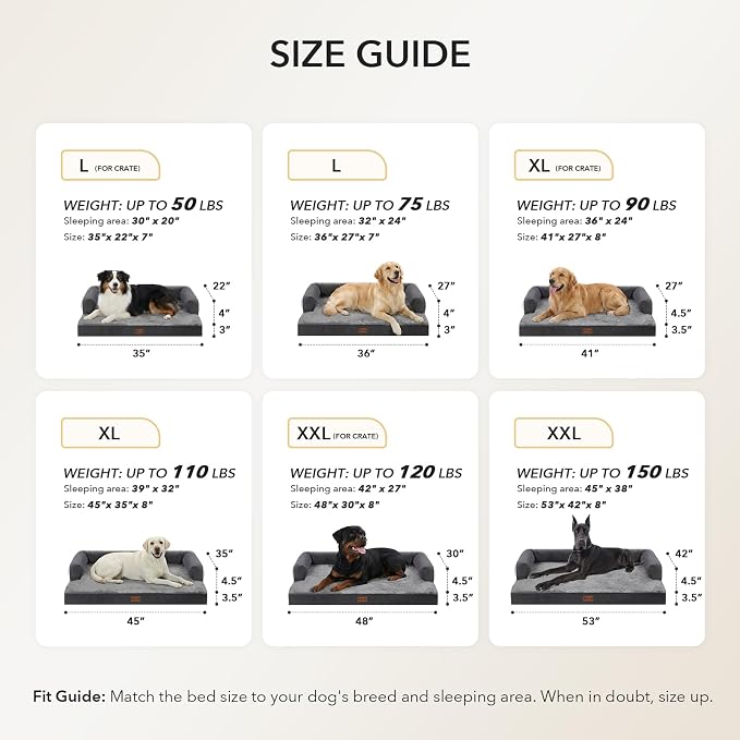Orthopedic Dog Bed for Extra Large Dogs, Dark Grey, 45x35in | Orthopedic Foam Relieves Joint Pressure, Bolsters Supports Head And Neck, Washable Cover, Non-Slip Bottom - Image 5
