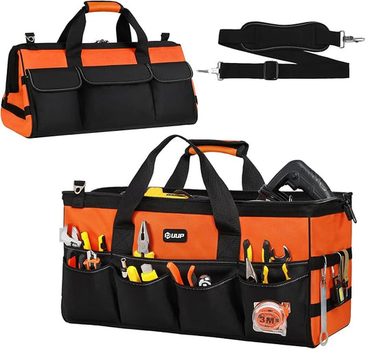UUP Tool Bag ExtraLarge 20", Heavy Duty Spacious Tool Box Organizer, Orange | 16 Pockets & MOLLE. Detachable Strap & Handle. Non-slip Base, Metal Buckle. 30lb Holds Tools on Truck, Garage, Men Gift. by UUP