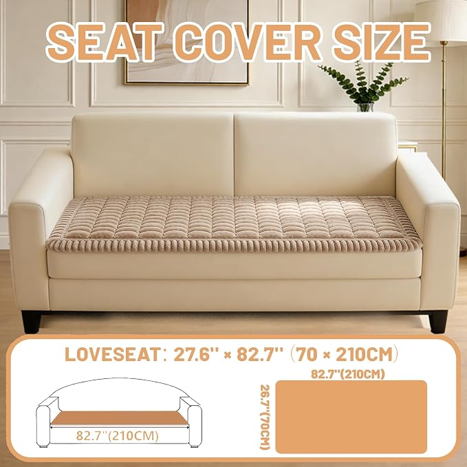 Waterproof Couch Cover for Dogs Washable,Nonslip Fuzzy Durable Pet Friendly | Soft Slipcovers for 3 Cushion Sofa Cover,Plush Thick Protector Fits Mat Bed Leather & Fabric Couches (Brown 27.6"x82.7") - Image 5