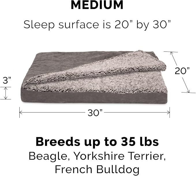 Furhaven Replacement Dog Bed Cover Berber & Suede Blanket Top Mattress, Machine Washable - Gray, Medium - Image 3