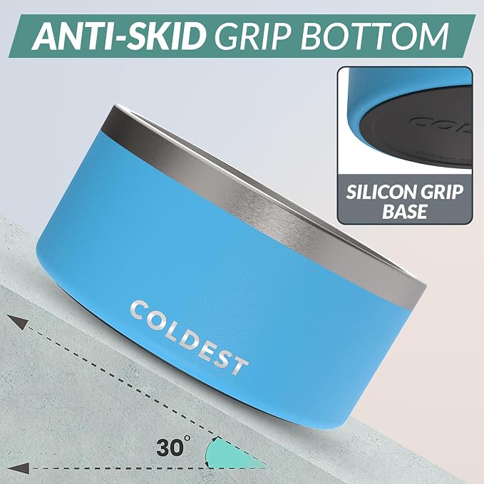 Coldest Dog Bowl - Anti Rust Metal, Non Slip, 3 Layers Insulated Stainless Steel Dog Bowls - Spill Proof & Heavy Duty - Water Bowl for Dogs, Cats & Pets, Dish Washer Safe (200 oz, Celestial Blue) - Image 2
