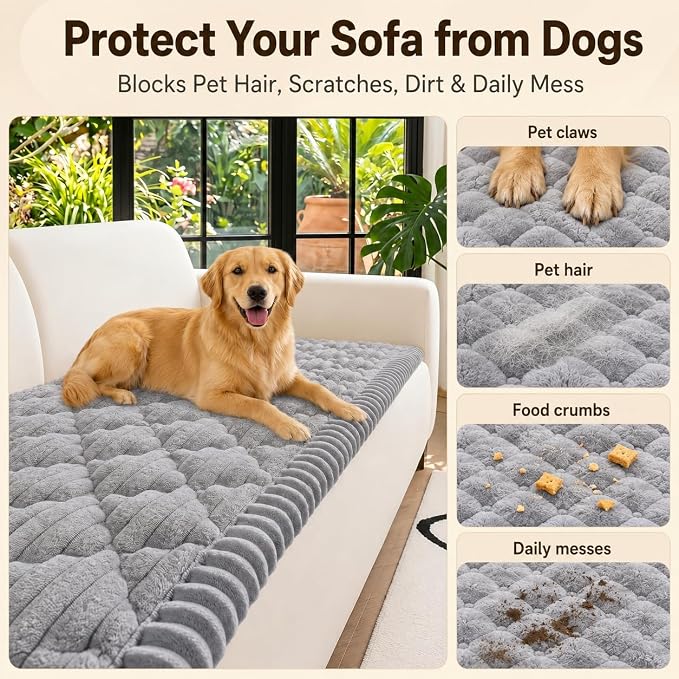 NILUOH Couch Cover for Dogs Washable, Non Slip Furniture Protector for Pet | Suitable for Leather & Fabric Loveseat/Small Couch, Prevents Pet Hair, Scratches & Stains, Pet Friendly, 27.6"x59" - Image 3
