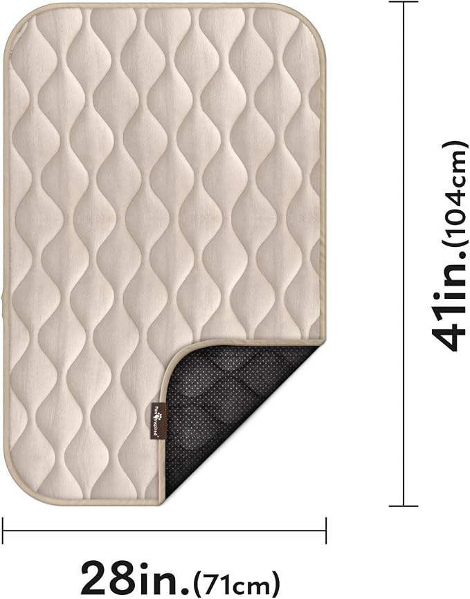 Paw Inspired Washable Padded Crate Mats for Dogs, Beige, 41x28 Inch | Fits 42-inch Kennels, Leakproof, Waterproof Bottom, Plush Dog Pad, Pet Bed - Image 2