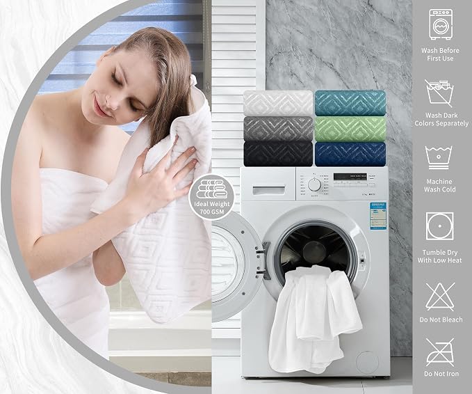 Bath Towel Set of 4 Extra Large Bath Sheet 35"x70" Oversized Bath Towel Soft Microfiber Bathroom Towel for Adults Highly Absorbent Quick Dry Towel Set for Bathroom,Hotel,Shower Towel Bath Sheet White - Image 6
