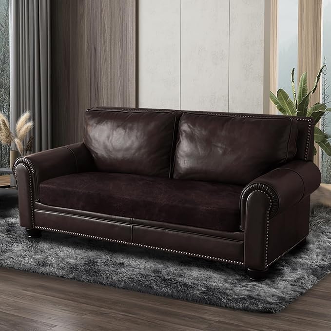 ANARACHON Leather Look Couch Cushion Covers Sofa Seat Slipcovers Sets Couches Furniture Protector for Sectional Armchair Loveseat Pets Kids Stretch Spandex Fabric (1 Cushion Loveseat, Chocolate) - Image 8