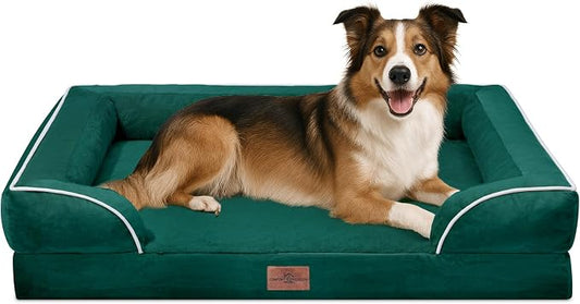 Comfort Expression Orthopedic Dog Beds for Large Sized Dog with Bolster | Waterproof Dog Couch Bed with Washable Cover & Non-Slip Bottom, Supportive Egg Crate Foam Large Pet Bed, 38x25 Inch by ComfortExpression