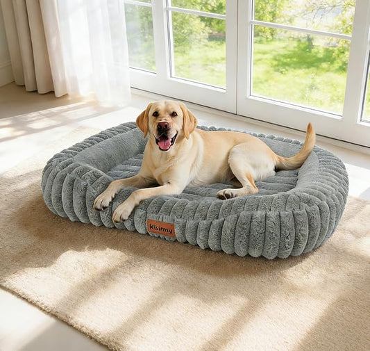 Orthopedic Dog Bed, Memory Foam Bolster Bed for Large Sized Dog | 35L x 27W x 5.5H, Bolster Sides Design, Washable Cover, Orthopedic Support Structure, Non-Slip Bottom,Large Dog Beds, Grey by Unknown