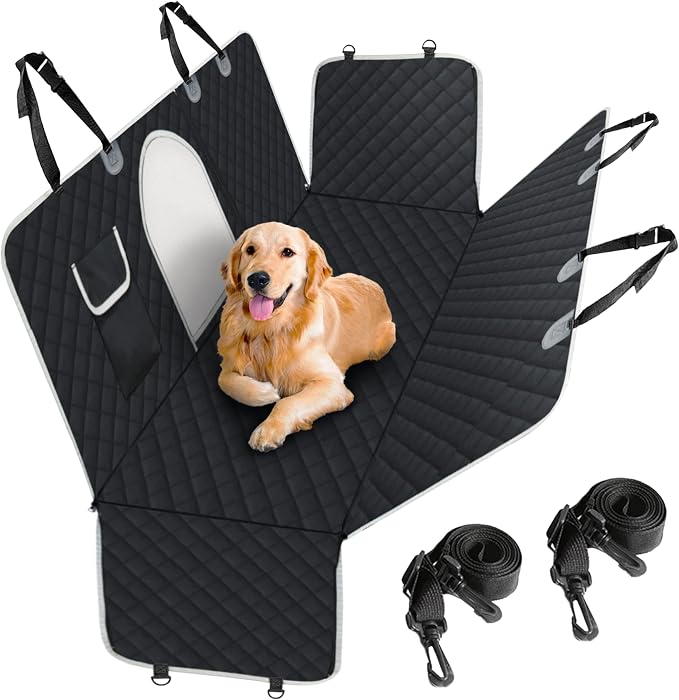 PetsN'all Durable Dog Car Seat Cover to Protect from Scratches, Dirt, Hair and Other Messes, Easy to Clean, 100% Waterproof, Washable, Nonslip, with Mesh Window for Cars Trucks and SUVs Black by PetsN%27all