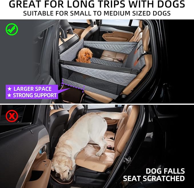 TKYZ Medium Dog Car Seat,Back Seat Extender for Dogs,Hard Bottom Seat Cover - Image 2